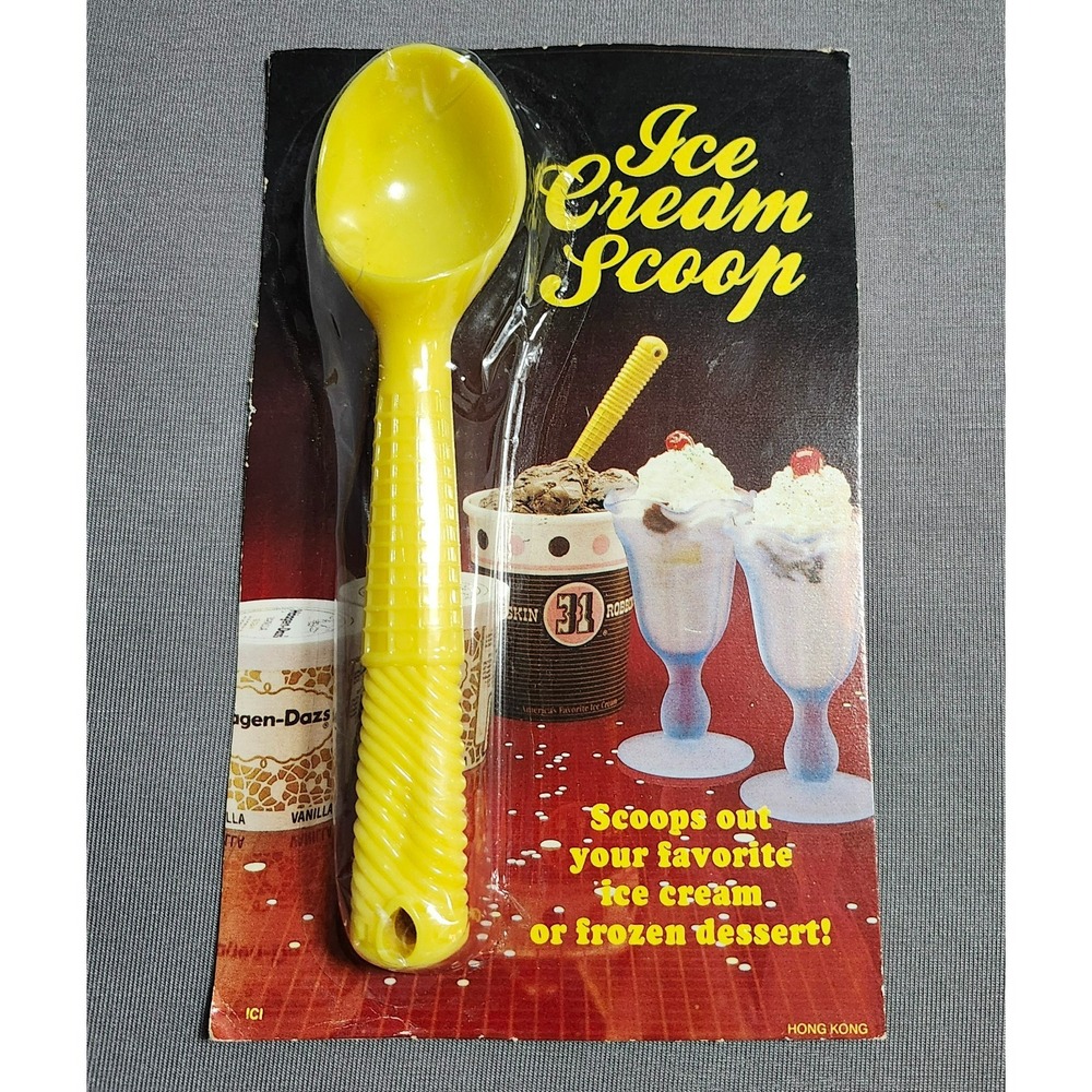 Vintage Ice Cream Yellow Plastic Scoop New Baskin Robbins 31 Flavors 1970's